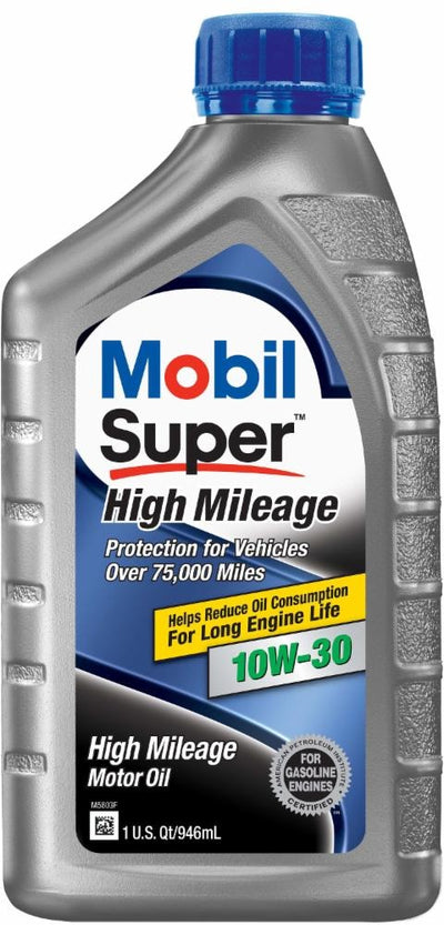 Mobil Super High Mileage 10W-30 Motor Oil - Case of 6 x 1 Qt (112901)