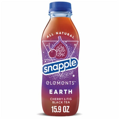 Snapple Elements Earth Cherry & Fig Black Tea, 16 fl oz Glass Bottles - Case of 24