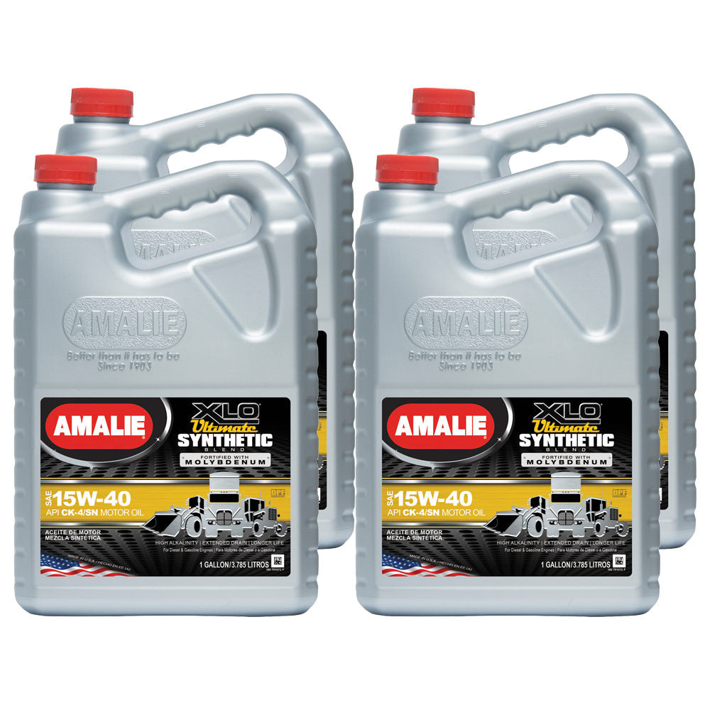 Amalie XLO Ultimate Synthetic Blend 15W-40 Heavy Duty Diesel Oil - Case of 4 x 1 Gal (160-79107-36)