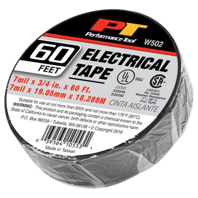 Performance Tool W502 Electrical Tape - 3/4 in x 60 ft