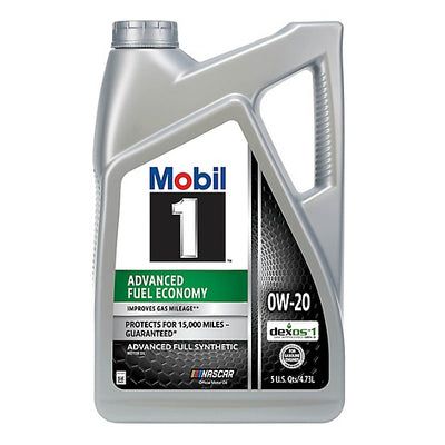 Mobil 1 Advanced Fuel Economy 0W-20 Full Synthetic Motor Oil - 5 Qt Jug (124185)