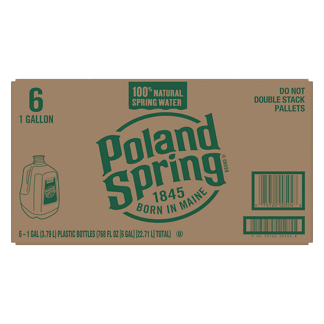 Poland Spring 100% Natural Spring Water, 1 Gallon Bottles - Case of 6