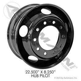 Automann 157.L225X825HPX-5HH Hub Pilot 22.5inX8.25in Steel Black 5HH