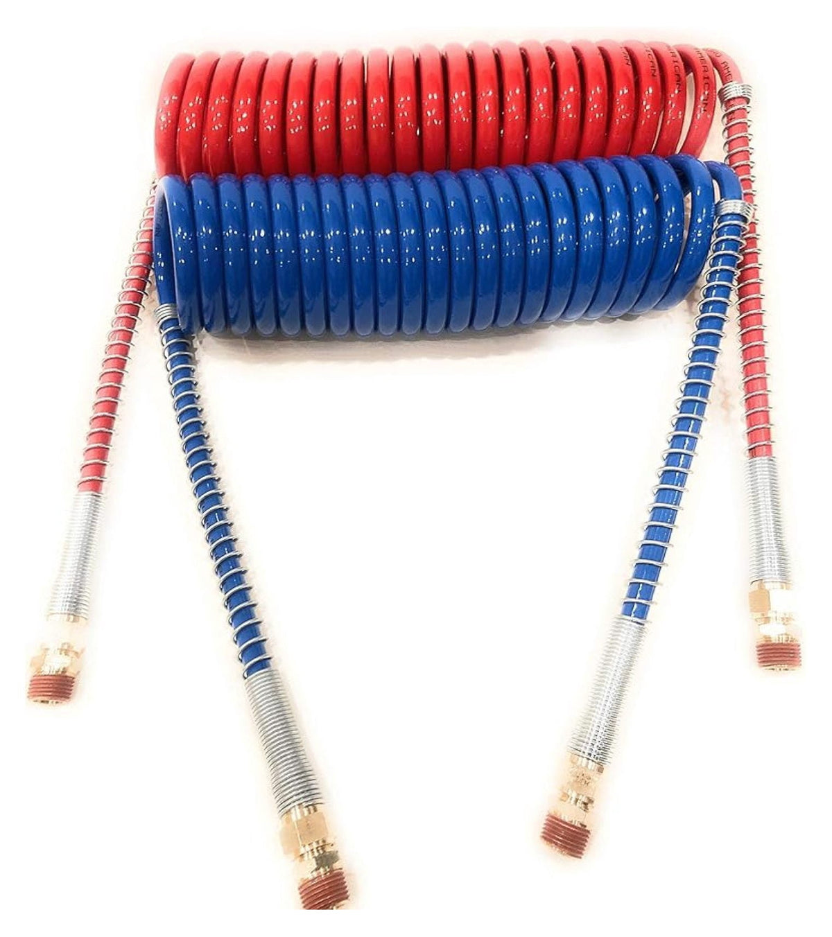 Coiled Air Brake Line Set - Red & Blue, 15 ft