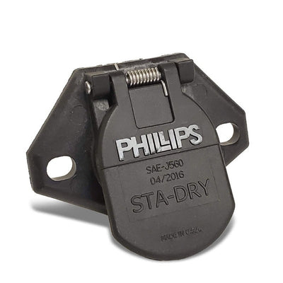 Phillips STA-DRY 7-Way Socket - Bullet Termination, Split Pin, 2-Hole Mount - PHI16-724