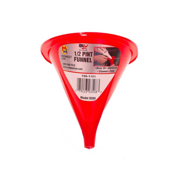 Midwest Can Company 1/2 Pint Funnel - 6 in Red Plastic - 3508