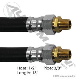 Automann 177.73818 Air Hose Assy 1/2in 3/8in Swivels-18in L