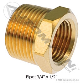Automann 177.9110ED Brass Reducer Bushing 3/4 NPT x 1/2 NPT