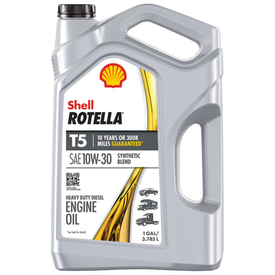 Shell Rotella T5 10W-30 Synthetic Blend Heavy Duty Diesel Engine Oil - Case of 3 x 1 Gal - 550045130