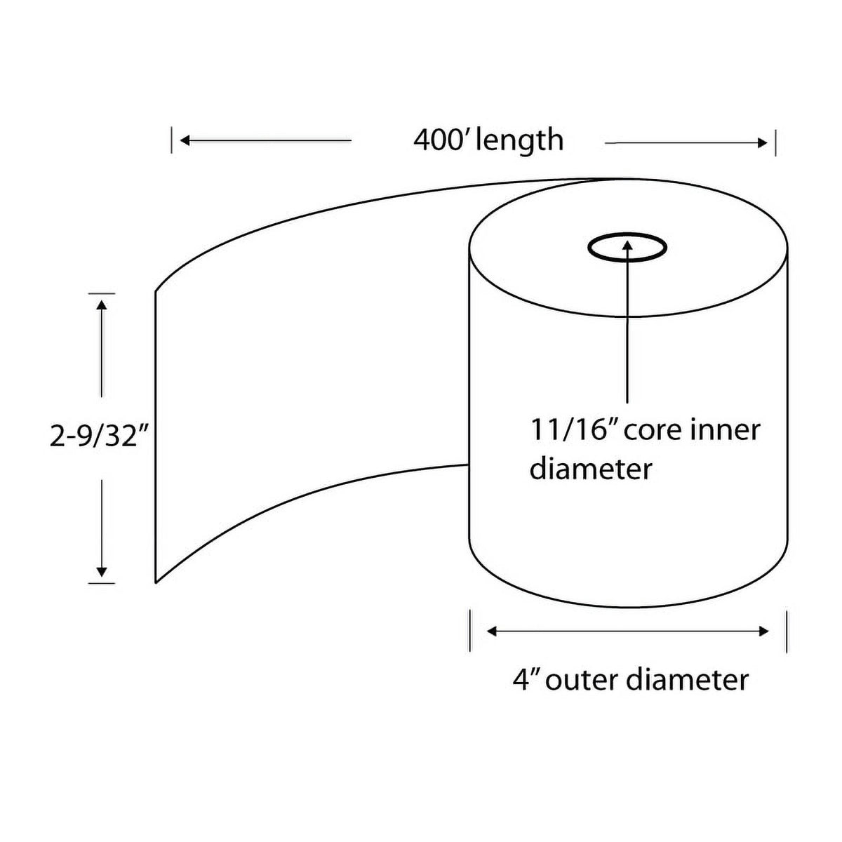 Thermal Gas Pump Paper Roll 2-9/32 in x 400 ft - Case of 12 883316