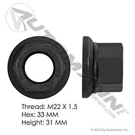 Automann 201.3014 Flanged Cap Nut M22 x 1.5 2-Piece