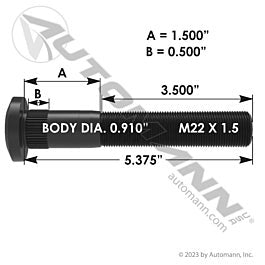 Automann 201.6145 Metric Wheel Stud M22X1.5 Serrated