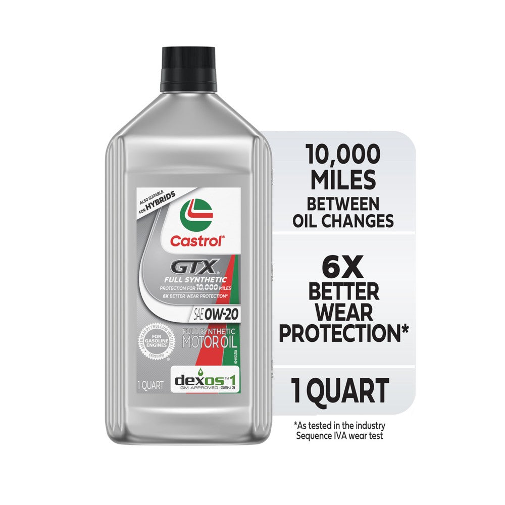 Castrol GTX Full Synthetic 0W-20 Motor Oil 1 Qt - Case of 6 (15E728)