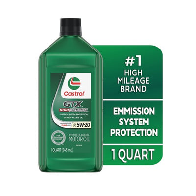 Castrol GTX High Mileage 5W-20 Synthetic Blend Motor Oil - Case of 6 x 1 Qt (15B6E6)