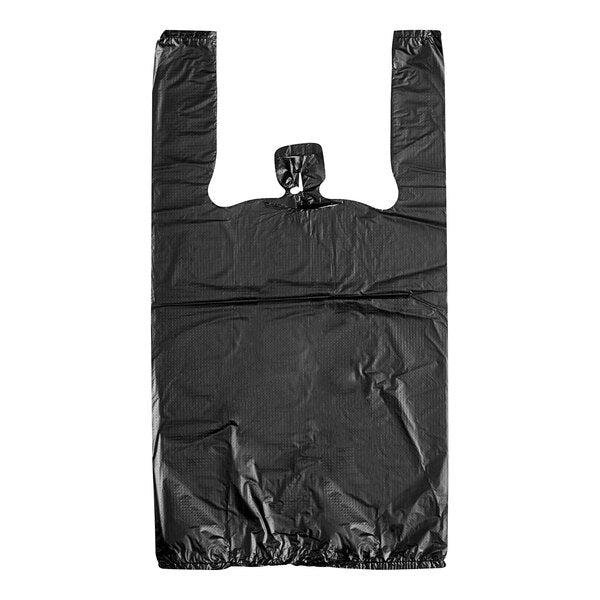 Plastic T-Shirt Grocery Bags 1/10 Size - Black