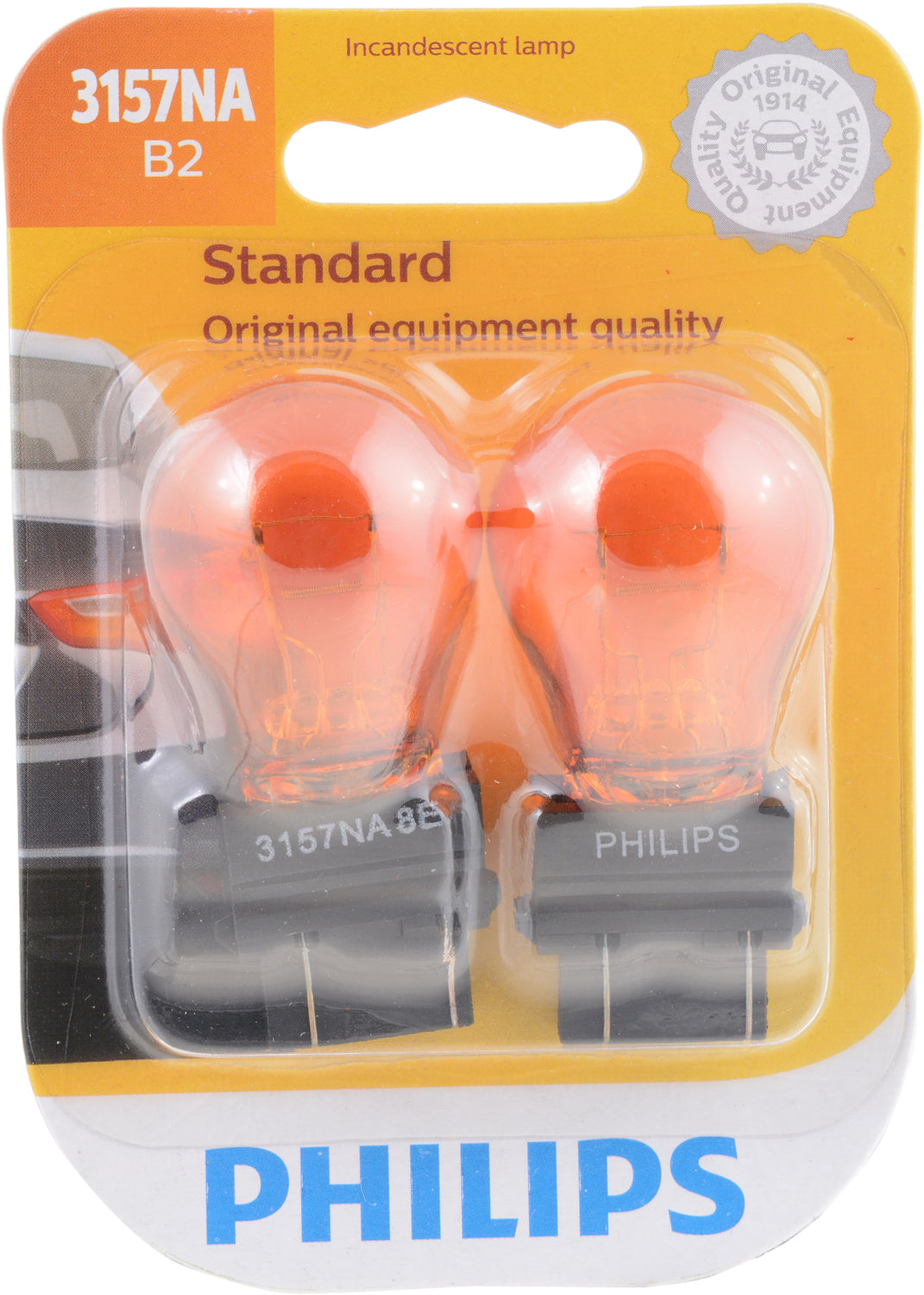 Philips 3157NA Amber Miniature Bulb (2-Pack Blister, Box of 10) - 3157NAB2