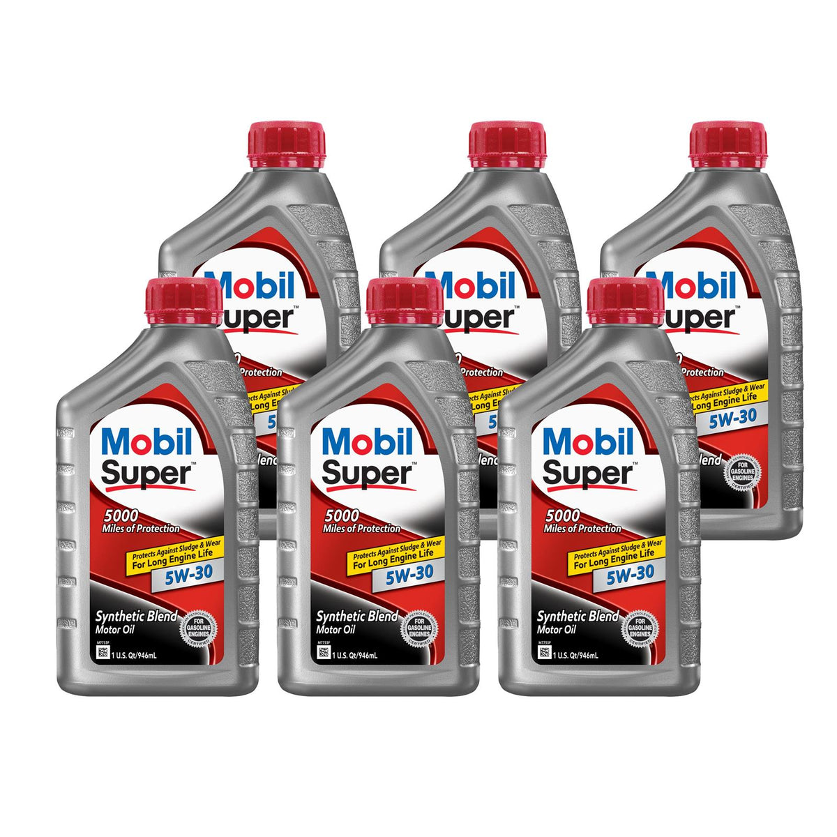 Mobil Super Synthetic Blend 5W-30 Motor Oil - Case of 6 x 1 Qt (124404)