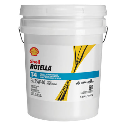 Shell Rotella T4 Triple Protection 15W-40 Heavy Duty Diesel Engine Oil - 5 Gallon Pail - 550045128