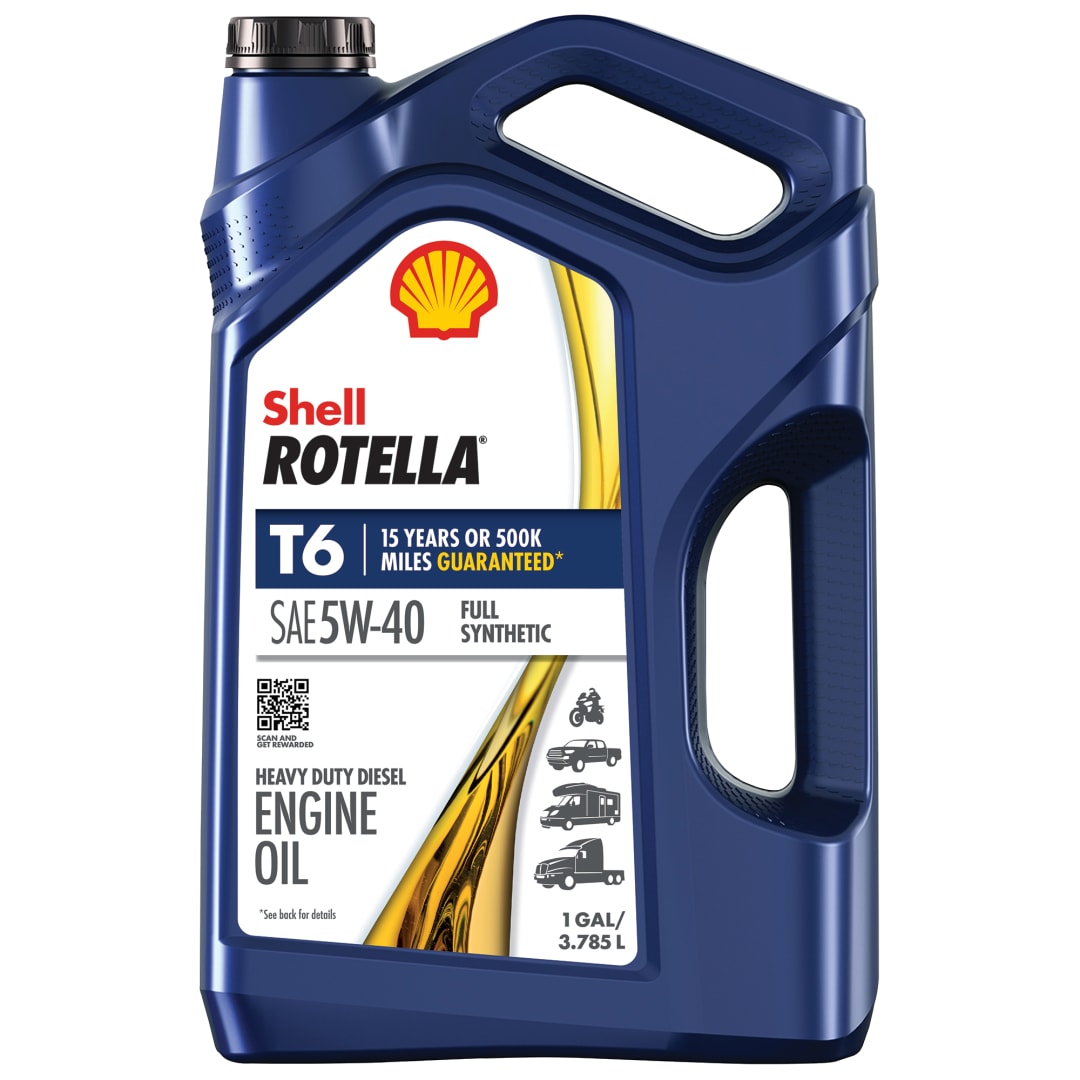 Shell Rotella T6 5W-40 Full Synthetic Heavy Duty Diesel Engine Oil - Case of 3 x 1 Gal - 550045347