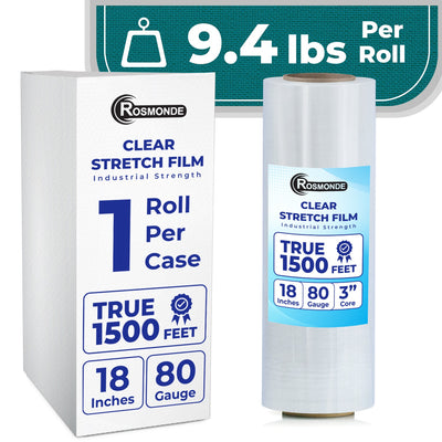 Clear Stretch Wrap Film - 18 in x 1500 ft