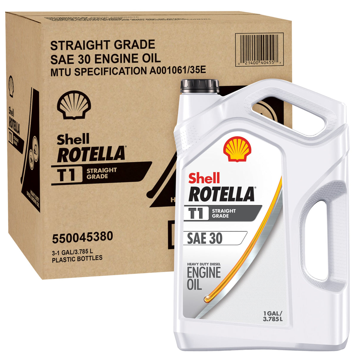 Shell Rotella T1 SAE 30 Heavy Duty Engine Oil - Case of 3 x 1 Gal - 550045380