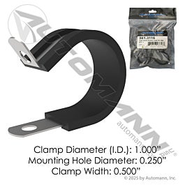 Automann 561.3116 Tube Clamp Rubber Lined 1in - 10 Pack