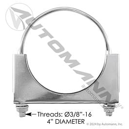 Automann 562.U3404C Flat U-Bolt Saddle Clamp 4in Chrome