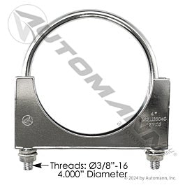 Automann 562.U3504C Round U-Bolt Saddle Clamp 4in Chrome