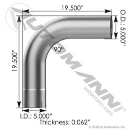 Automann 562.U4590E20A Exhaust Elbow 90 Deg 5in ID-OD