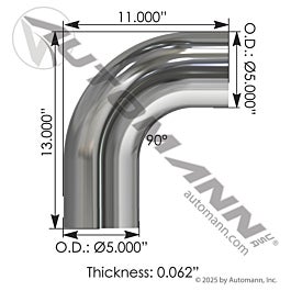 Automann 562.U469657013C Exhaust Elbow Chrome Freightliner