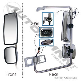 Automann 563.46015C Mirror Assy LH Chrome Freightliner