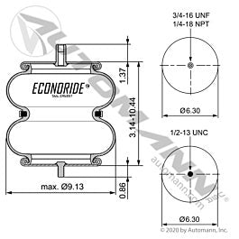 Automann 566.ER6897 Econoride Air Spring Double Convoluted
