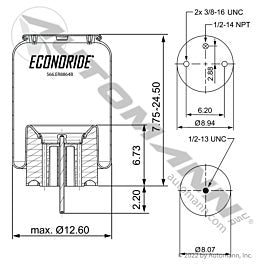 Automann 566.ER8864B Econoride Air Spring Rolling Lobe w-Stud