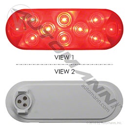 Automann 571.LD603R10 6in Oval Red LED Light Male 3-Pin