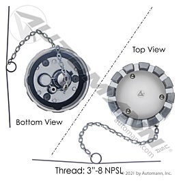 Automann 572.1009 Fuel Cap Vented, Non-Locking 3in-8 NPSL