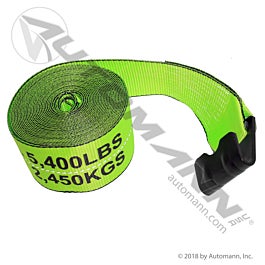 Automann 573.D435FH-HV Flat Hook Winch Strap HiVis 4inX35ft