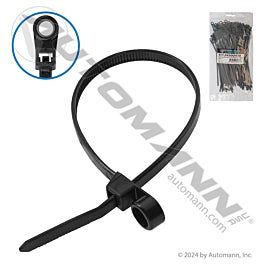 Automann 577.0850UV-M Nylon Zip Ties 8in Length w/Eyelet Black