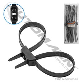 Automann 577.19250UV-DHBM Nylon Zip Ties 19in Dual w/Mount 20pc