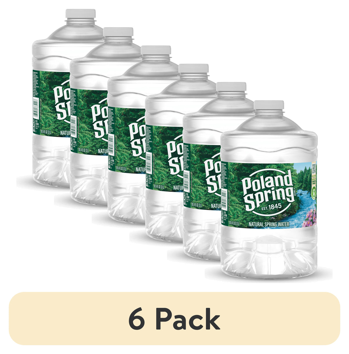 Poland Spring 100% Natural Spring Water, 3 Liter Bottles - Case of 6