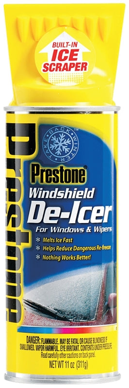 Prestone AS242 Windshield De-Icer Spray with Scraper Top 11 oz
