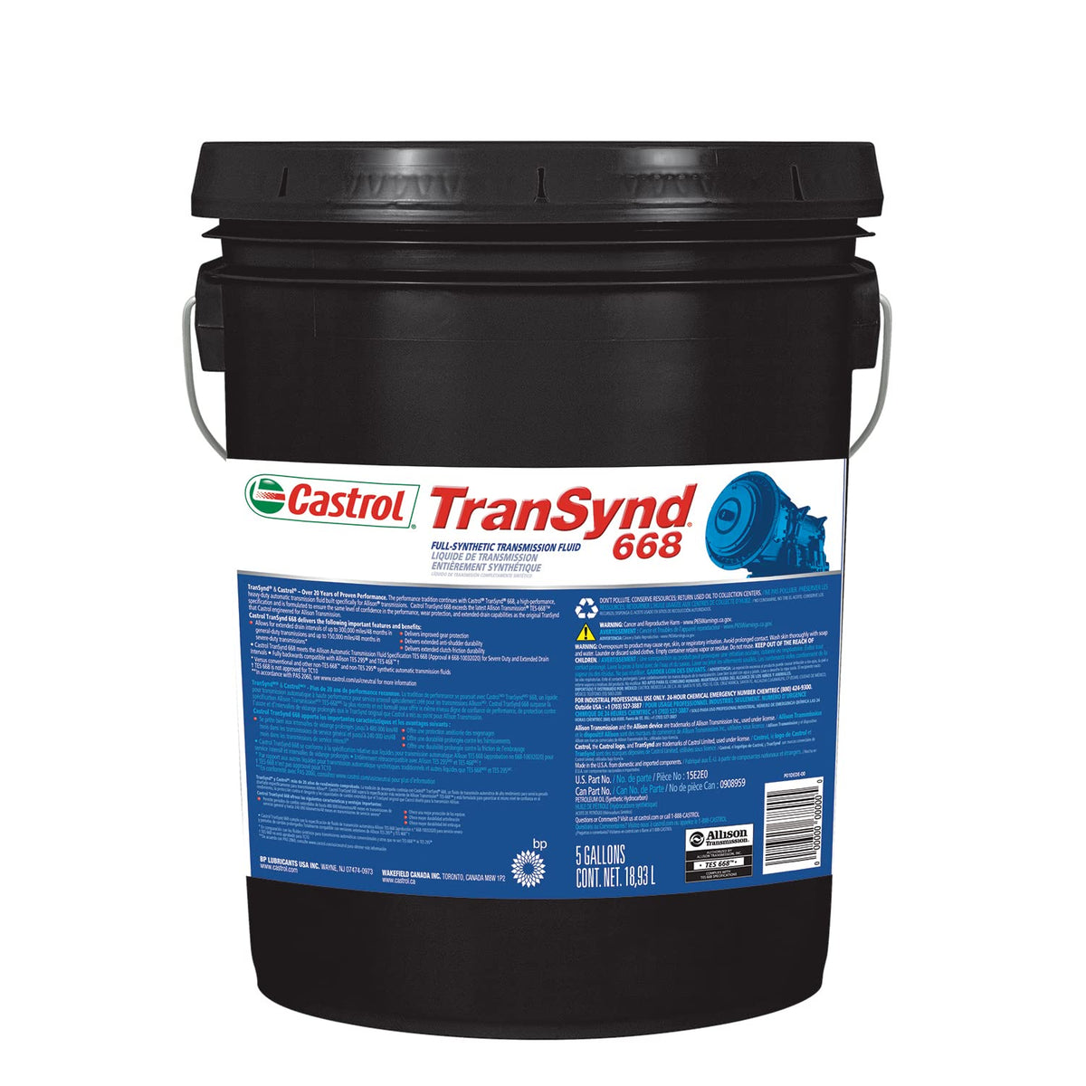 Castrol TranSynd 668 Full Synthetic ATF for Allison - 5 Gallon Pail