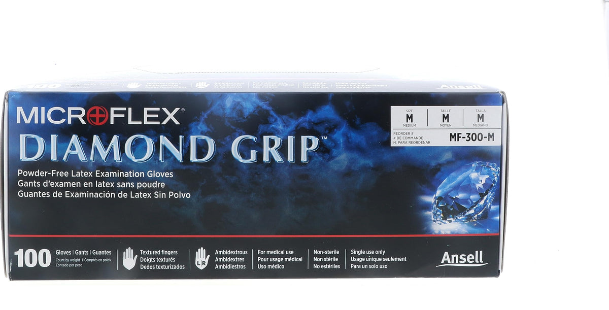 Microflex Diamond Grip MF-300 Latex Exam Gloves - Medium MF-300-M