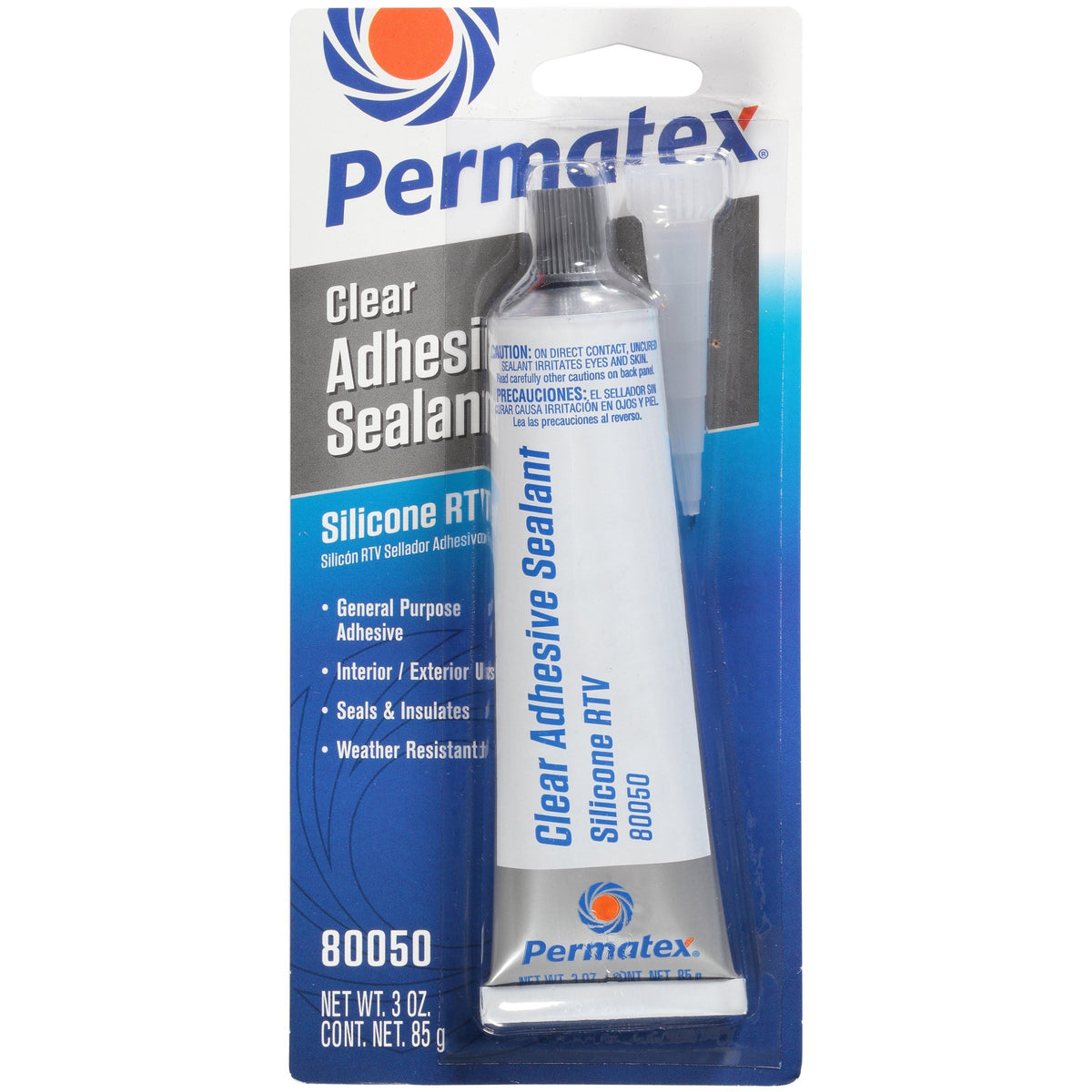 Permatex Clear RTV Silicone Adhesive Sealant 3 oz - 80050