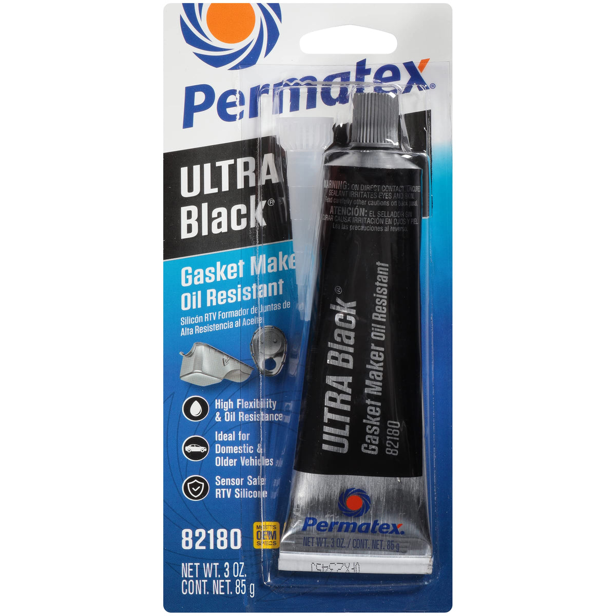 Permatex Ultra Black RTV Silicone Gasket Maker 598BR - 3.35 oz Tube - 82180