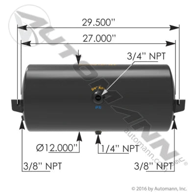 Automann 172.2002 Air Tank 2850 Cubic in Vol 12.000in Dia