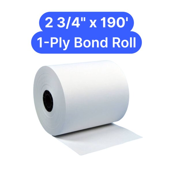 Bond Paper Roll - 2 3/4 in x 190 ft