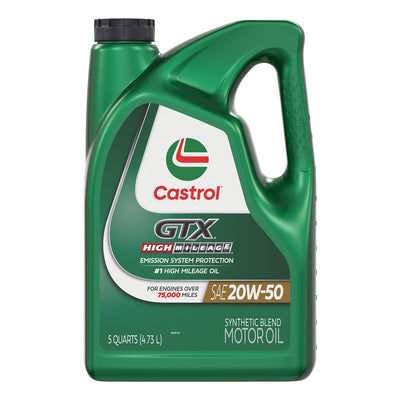 Castrol GTX High Mileage 20W-50 Motor Oil - 5 Qt