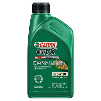 Castrol GTX High Mileage 5W-20 Synthetic Blend Motor Oil - Case of 6 x 1 Qt