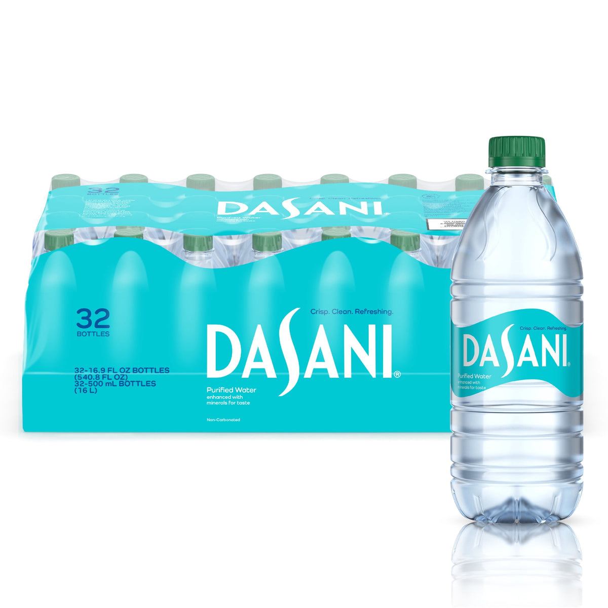 Dasani Purified Water, 16.9 fl oz Bottles - 32 Pack