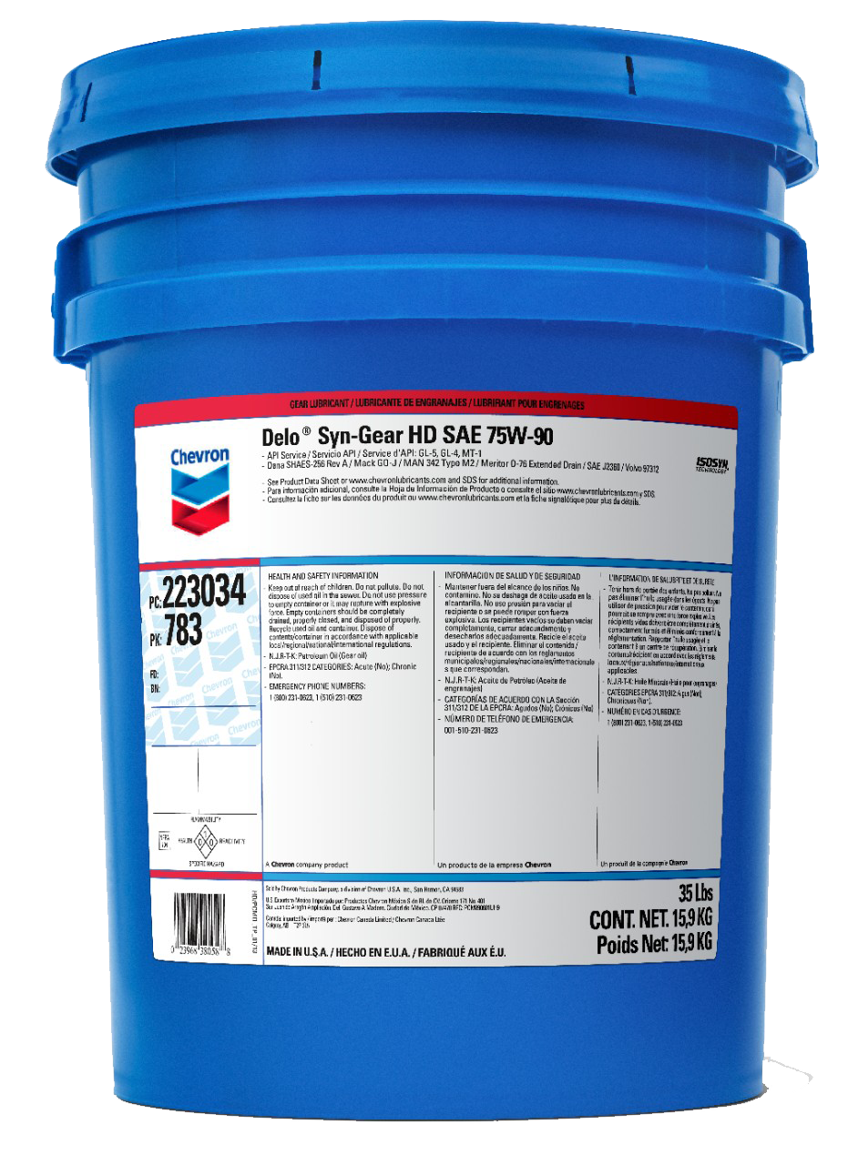 Chevron Delo 75W-90 Gear Oil - 5 Gallon Pail